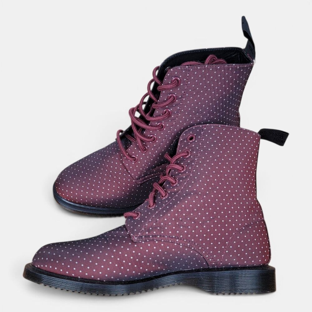 Dr. Martens Evan Boot Women's US 7 Pindot Cherry Red 7-Eyelet Lace Up NEW - Picture 6 of 8